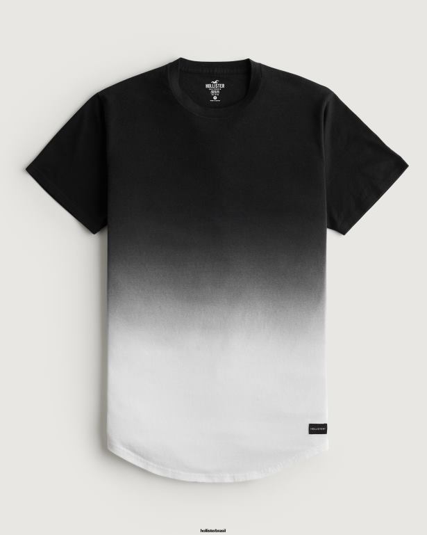 camiseta de algodão ombre longline ombré preto a branco homens Hollister tops TT24P1052