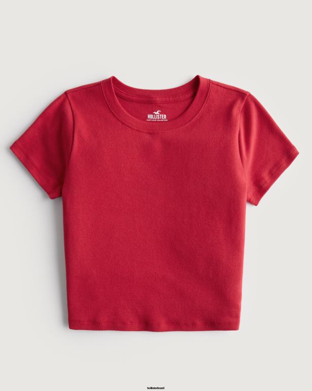 camiseta infantil de algodão vermelho mulheres Hollister tops TT24P40